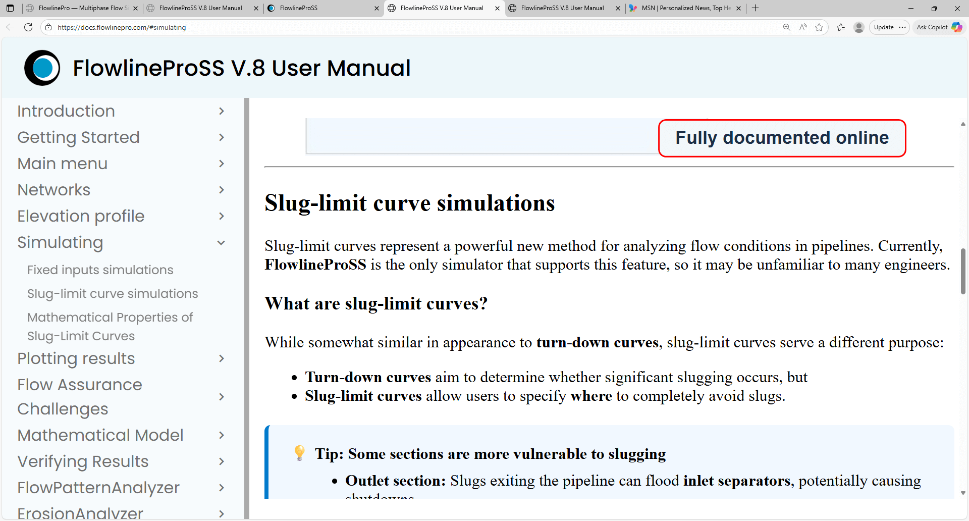 Complete online user manual and documentation for FlowlineProSS