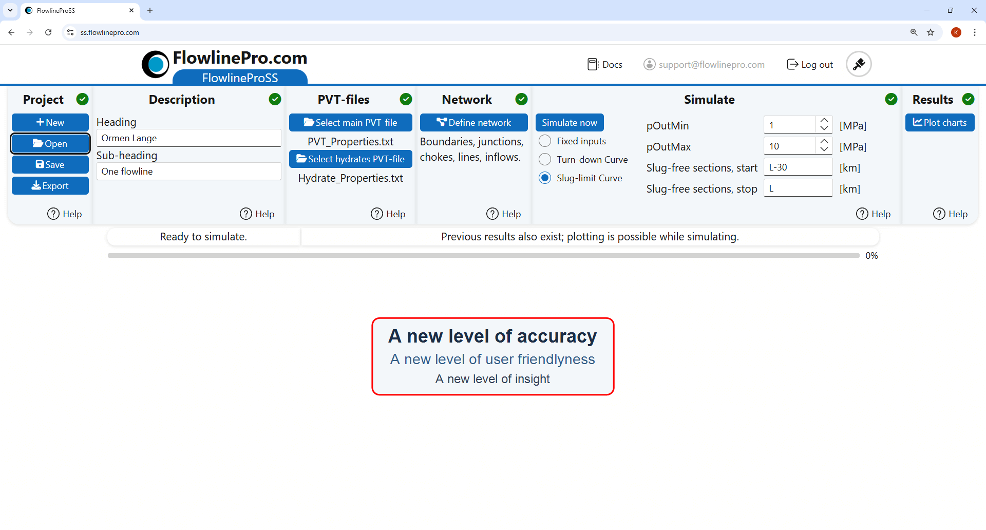 FlowlineProSS multiphase flow simulator user interface – ribbon